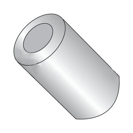 NEWPORT FASTENERS Round Spacer, #4 Screw Size, Plain Aluminum, 5/8 in Overall Lg, 0.114 in Inside Dia 533971